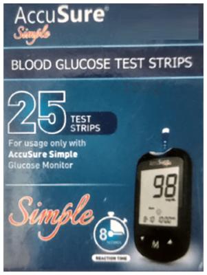 AccuSure Simple Blood Glucose Test Strip (Only Strip) | Diabetes Monitoring Devices