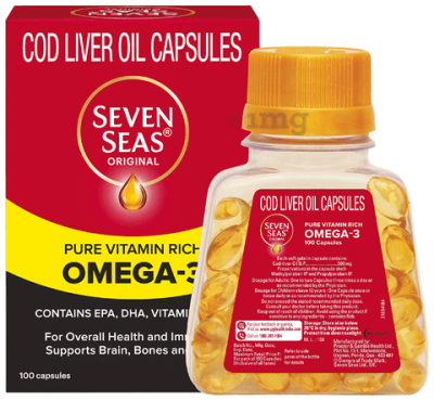 Seven Seas Original Cod-Liver Oil Capsule | For Brain, Bones, Eyes &amp; Immunity | Source of Vitamins A, D, EPA &amp; DHA | Nutrition Formula