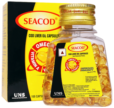 Seacod Cod Liver Oil Capsule 300 mg | Omega-3, Vitamins D &amp; A | Immune &amp; Heart Health