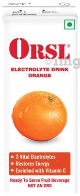 ORSL Electrolyte Drink with Vitamin C &amp; 3 Vital Electrolytes | For Energy Restore &amp; Stomach Care | Orange Orange