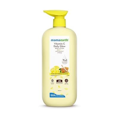 Mamaearth Vitamin C Daily Glow Body Lotion For Skin Brightening with Vitamin C &amp; Honey 400ml|Nourishes Dry Skin|48 H Moisturization| 100% Natural Butter | Non-Greasy Smooth Skin | For All Skin Types