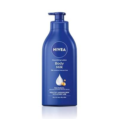 NIVEA Nourishing Body Milk 600ml Body Lotion | 48 H Moisturization | With 2X Almond Oil | Smooth and Healthy Looking Skin |For Very Dry Skin