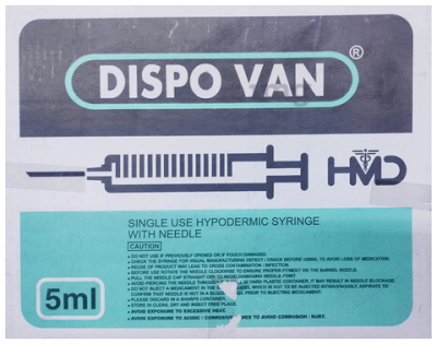 Dispovan Syringe 5ml with Needle 24G
