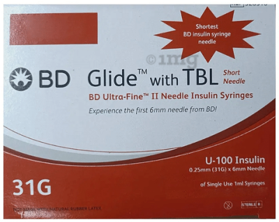 BD Insulin Syringes with BD Ultra-Fine Needle 100U 31G 6MM | Diabetes Monitoring Devices