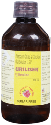 Uriliser Potassium Citrate &amp;amp; Citric Acid Oral Solution | Sugar-Free | Flavour Raspberry